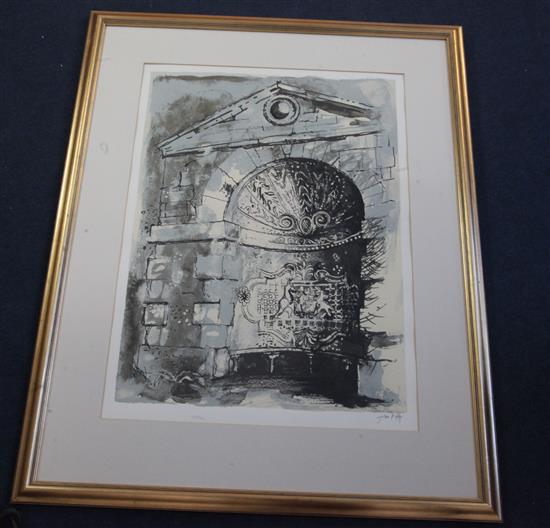 § John Piper (1903-1992) The Pebble Alcove, Stowe, Kelpra Studio 1986 (Levinson 386) 31.5 x 22.5in.